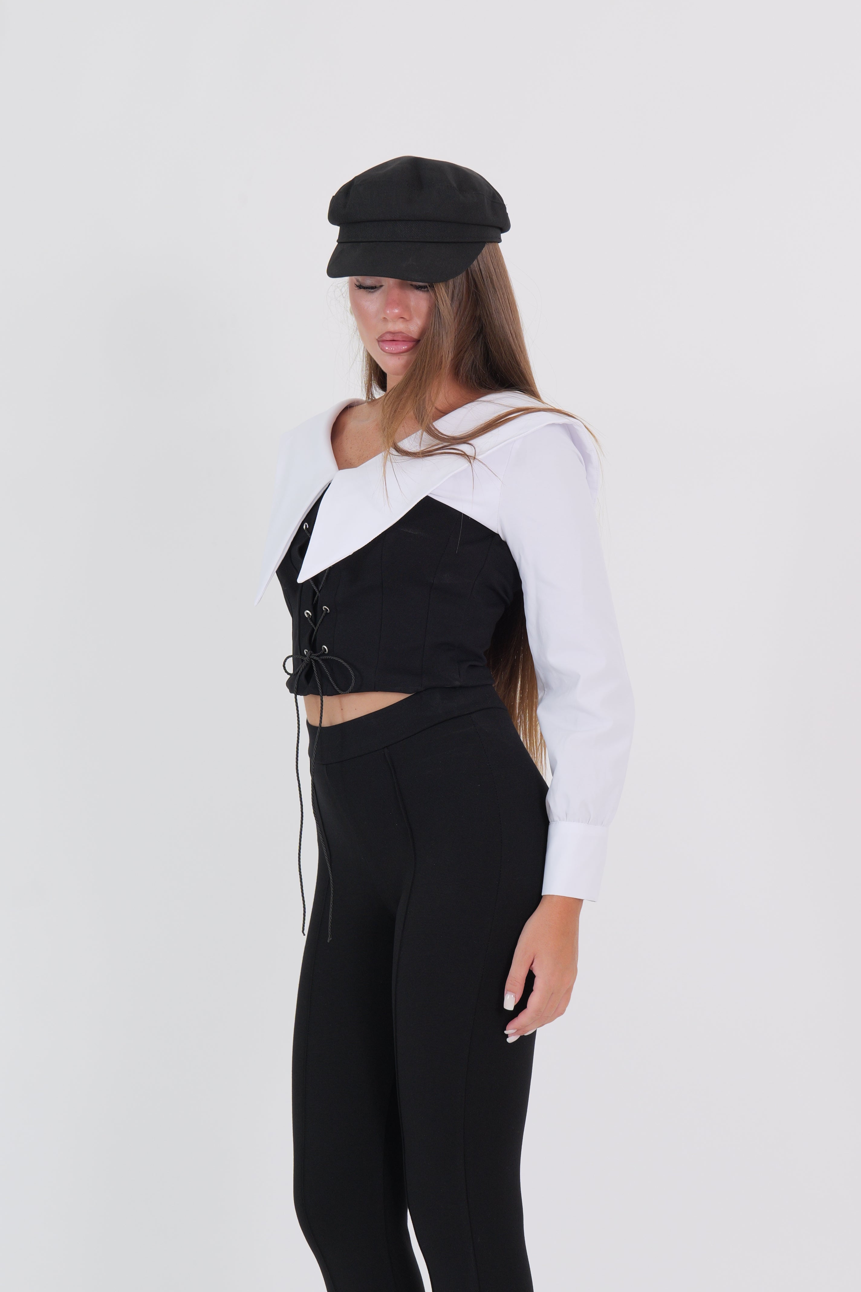 CAMICIA CROP BLACK E WHITE