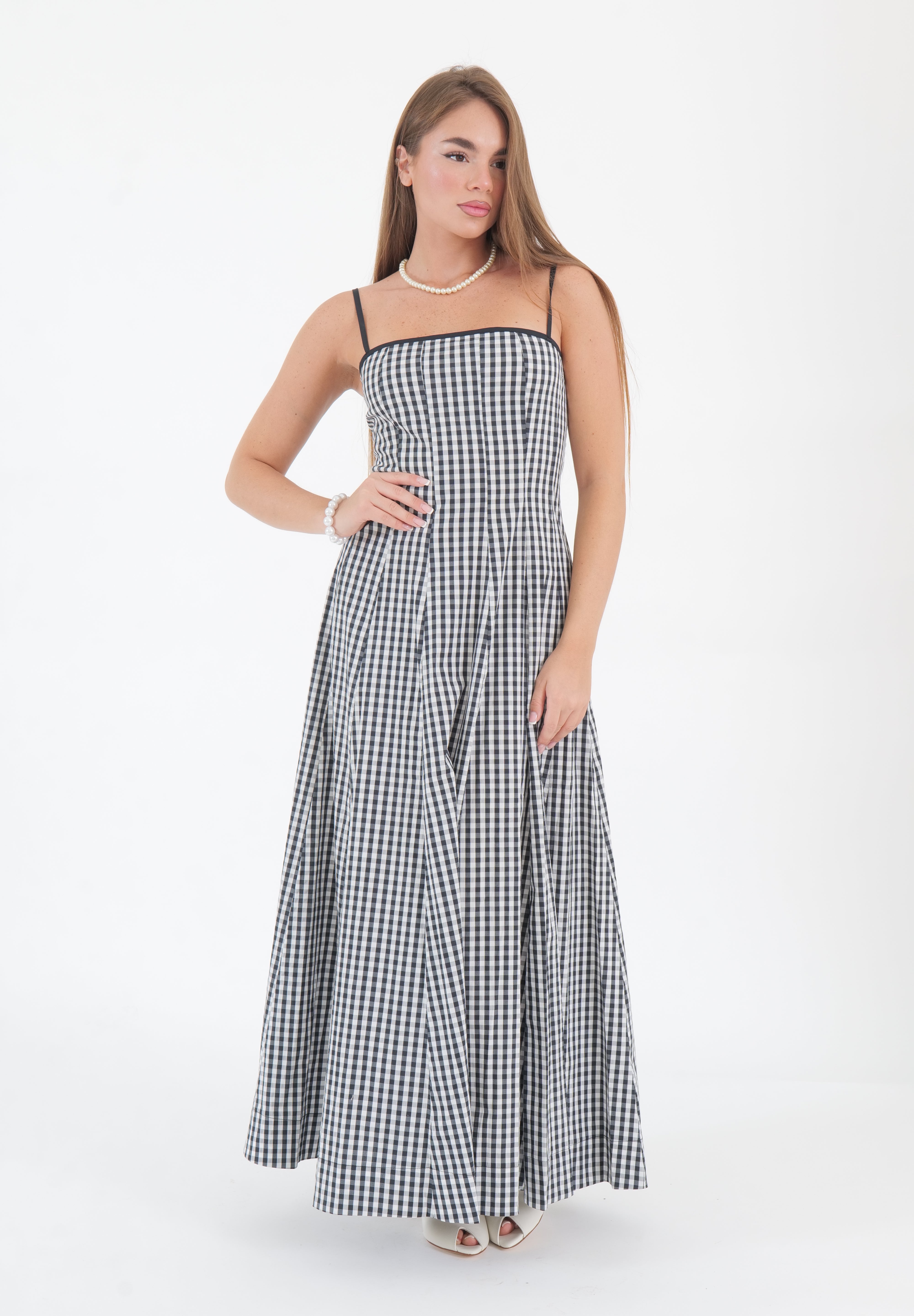 LONG DRESS VICHY NERO