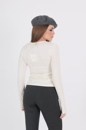 MAGLIA GIROCOLLO MANICA A GUANTO BURRO