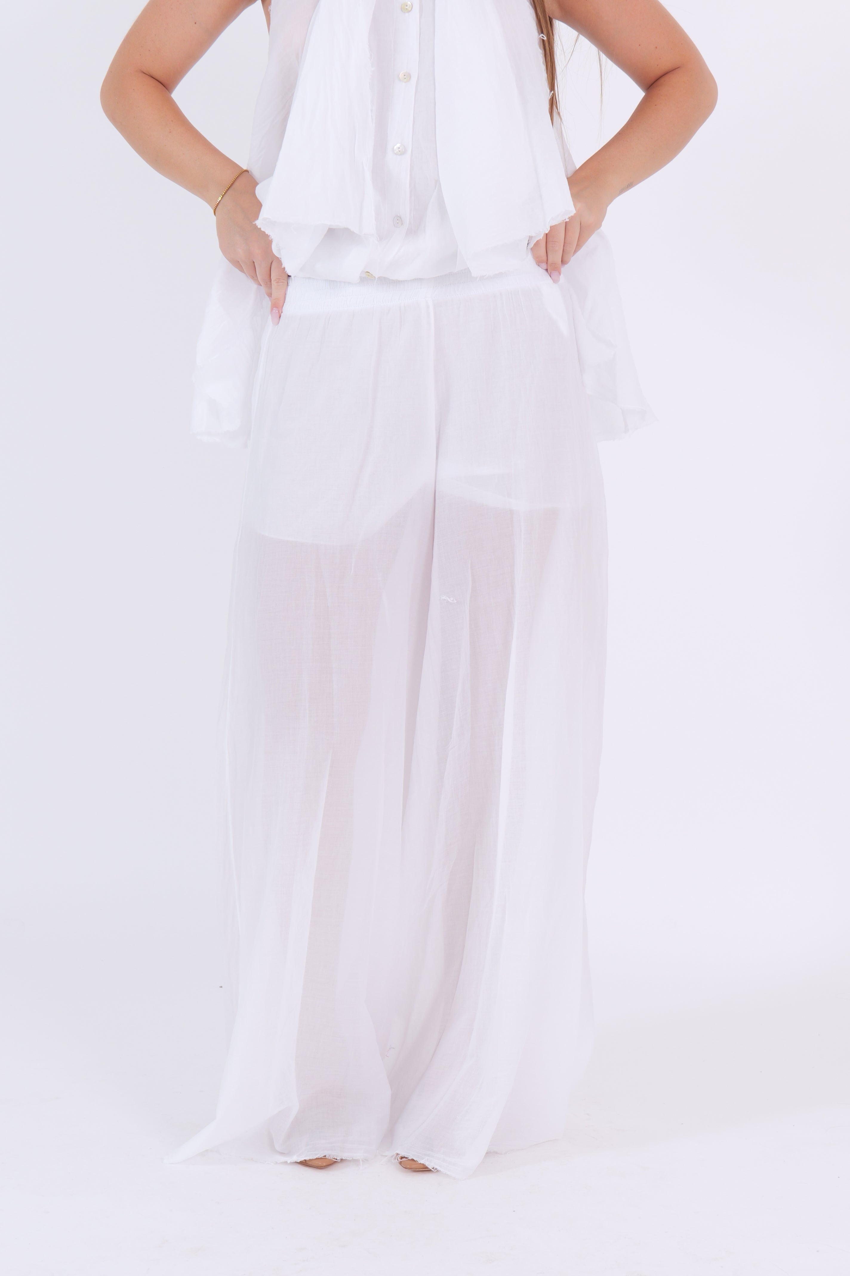 PANTALONE SFRANGIATO BIANCO