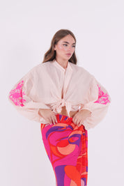 CAMICIA RICAMO ROSA