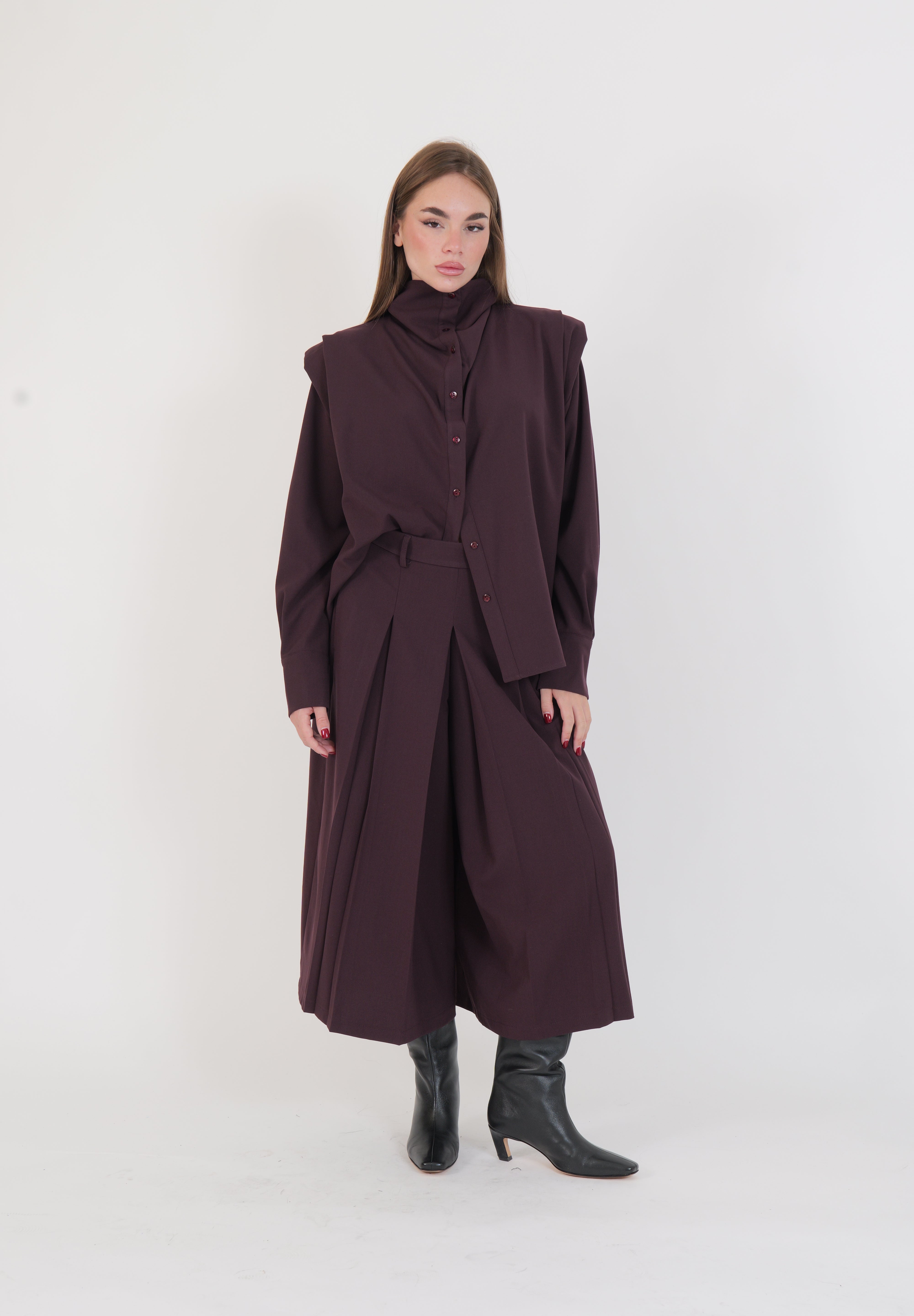 PANTALONE PLISSÈ BORDEAUX