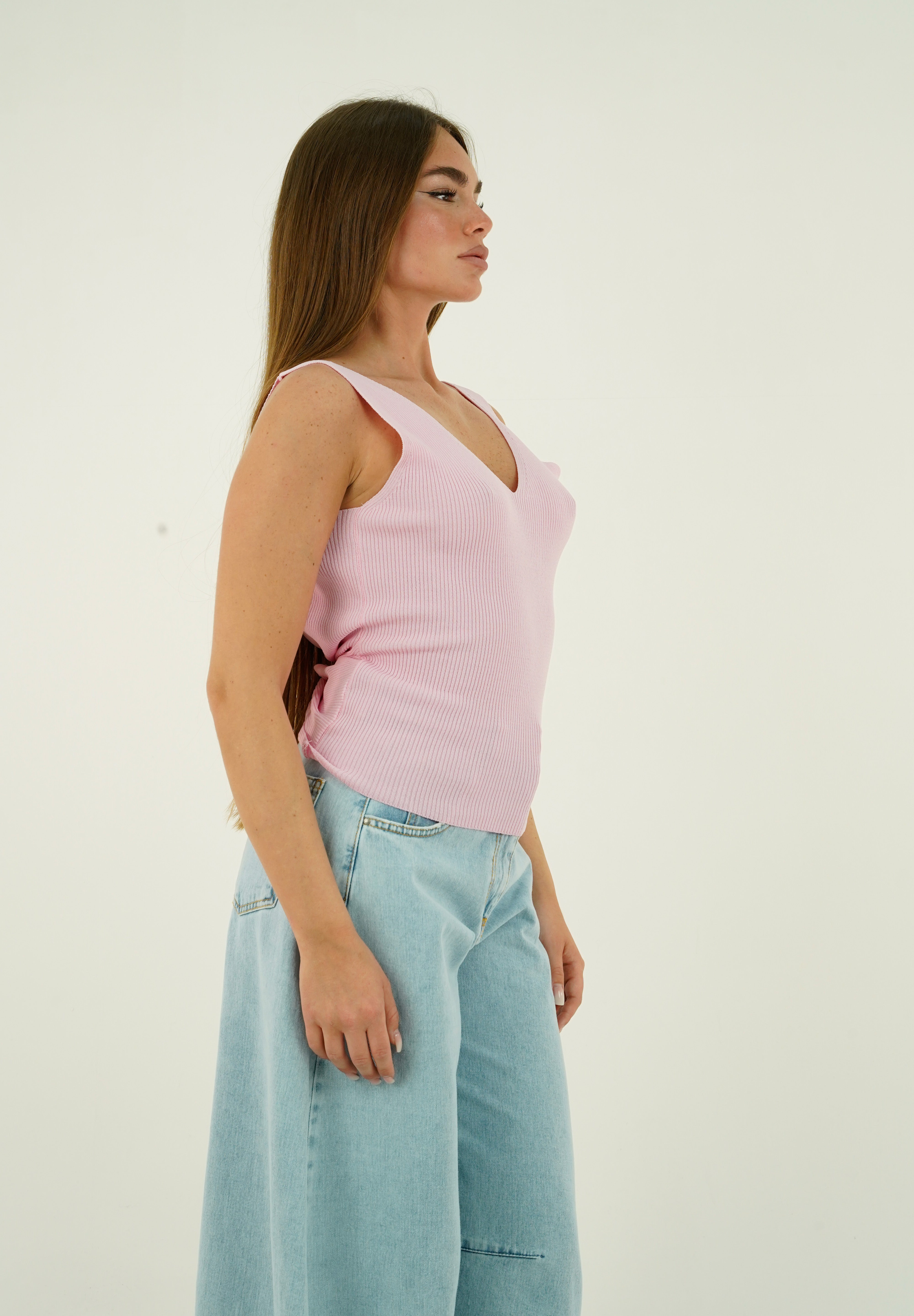 TOP SCOLLO V ROSA
