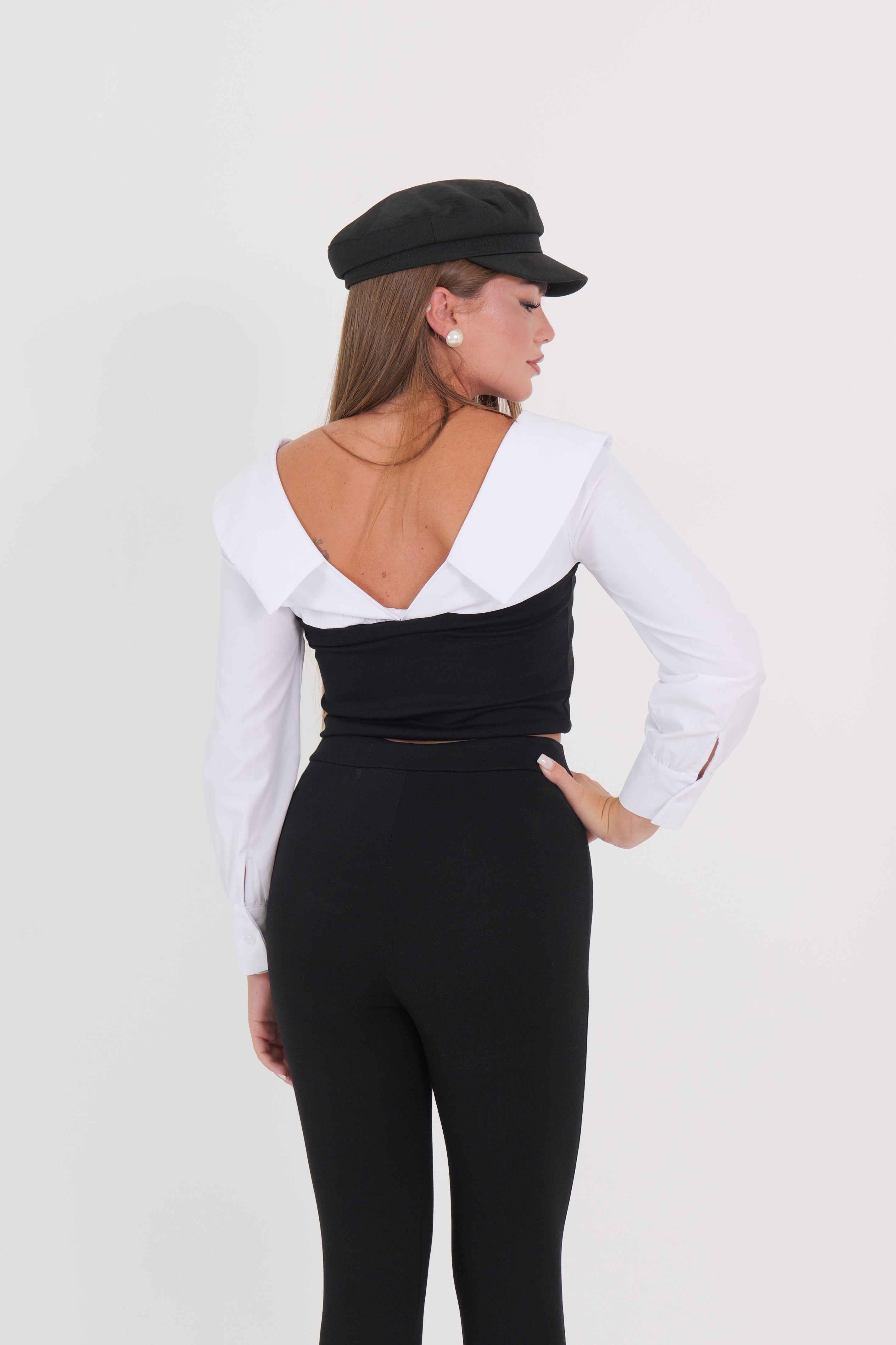 CAMICIA CROP BLACK E WHITE