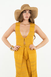 COPRISPALLE LUNGO LUREX SENAPE