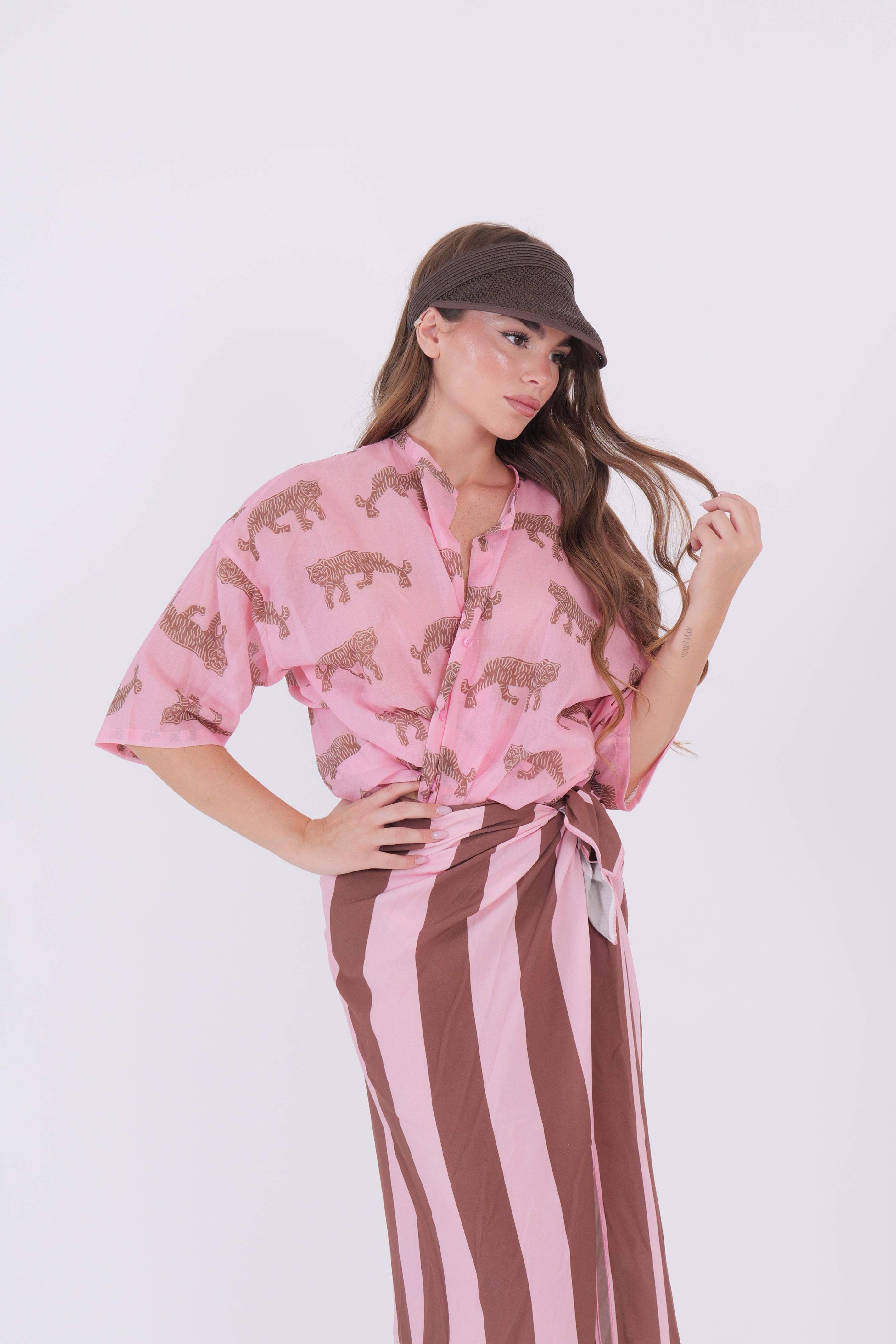 CAMICIA TIGRE ROSA/MORO