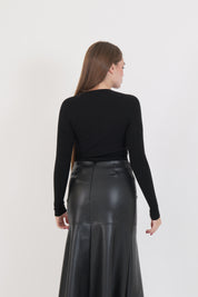 MAGLIA COSTINA MANICA LUNGA NERO