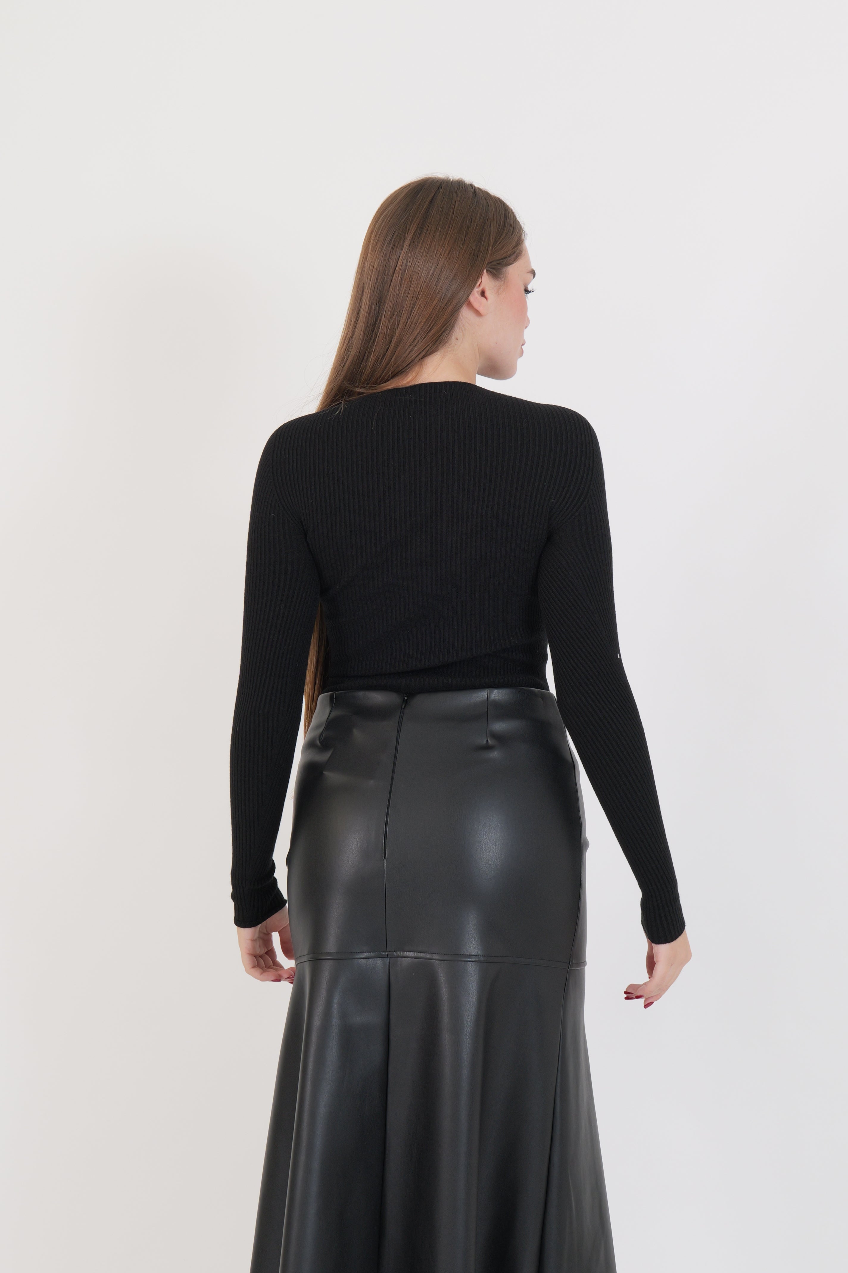MAGLIA COSTINA MANICA LUNGA NERO