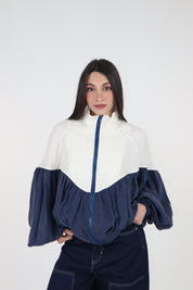 GIACCA BOMBER CUPRO BLU