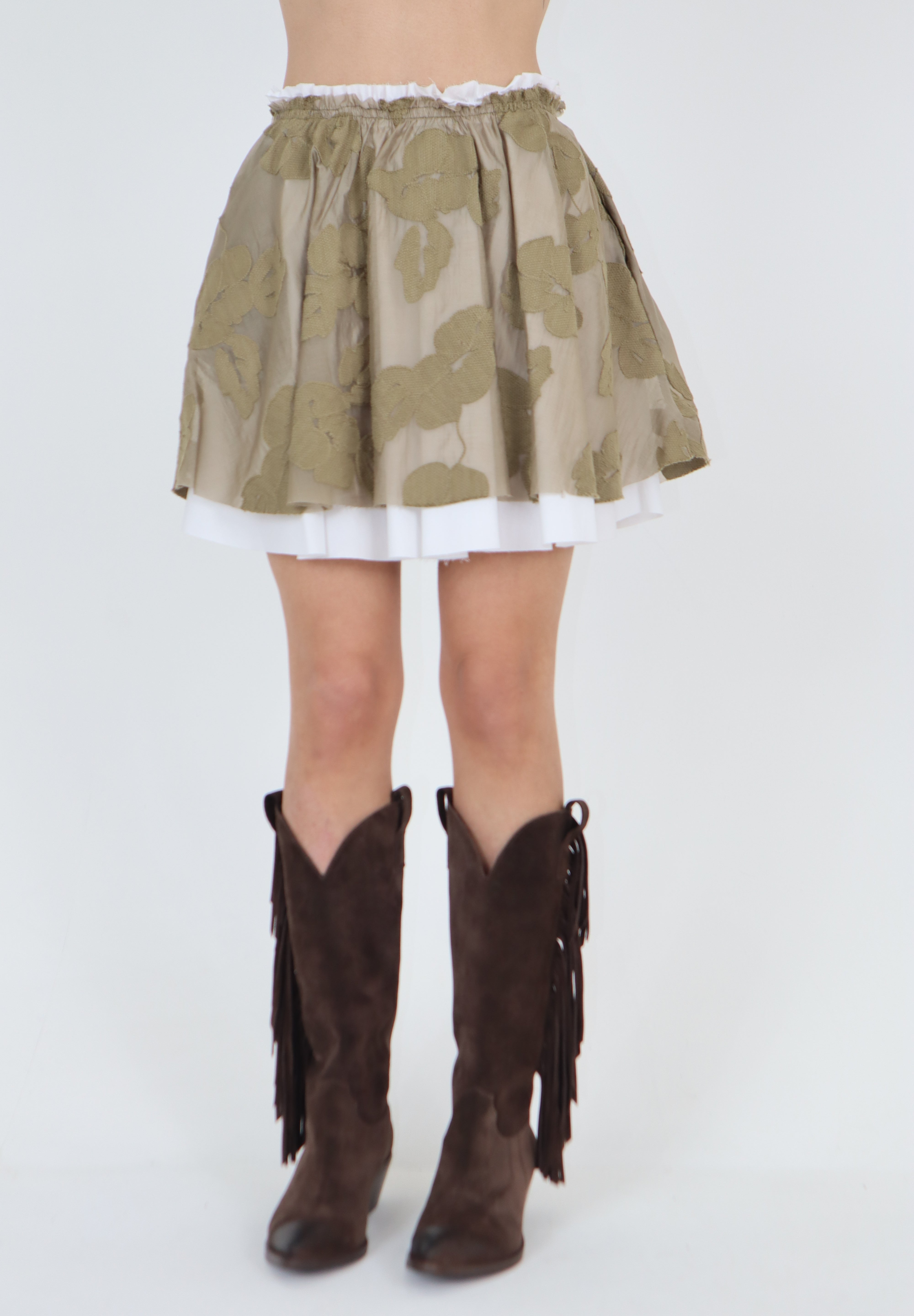 GONNA RICAMATA MILITARE