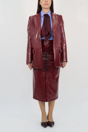 BURGUNDY ECO-LEATHER SKIRT