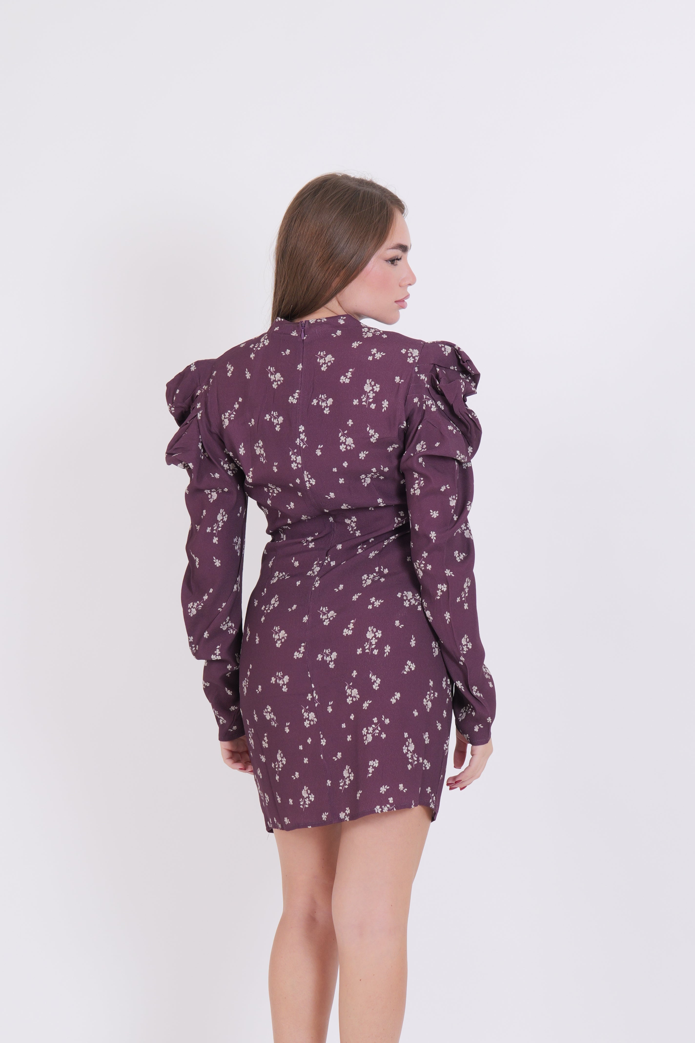 DRESS BOUQUET CORTO BORDEAUX