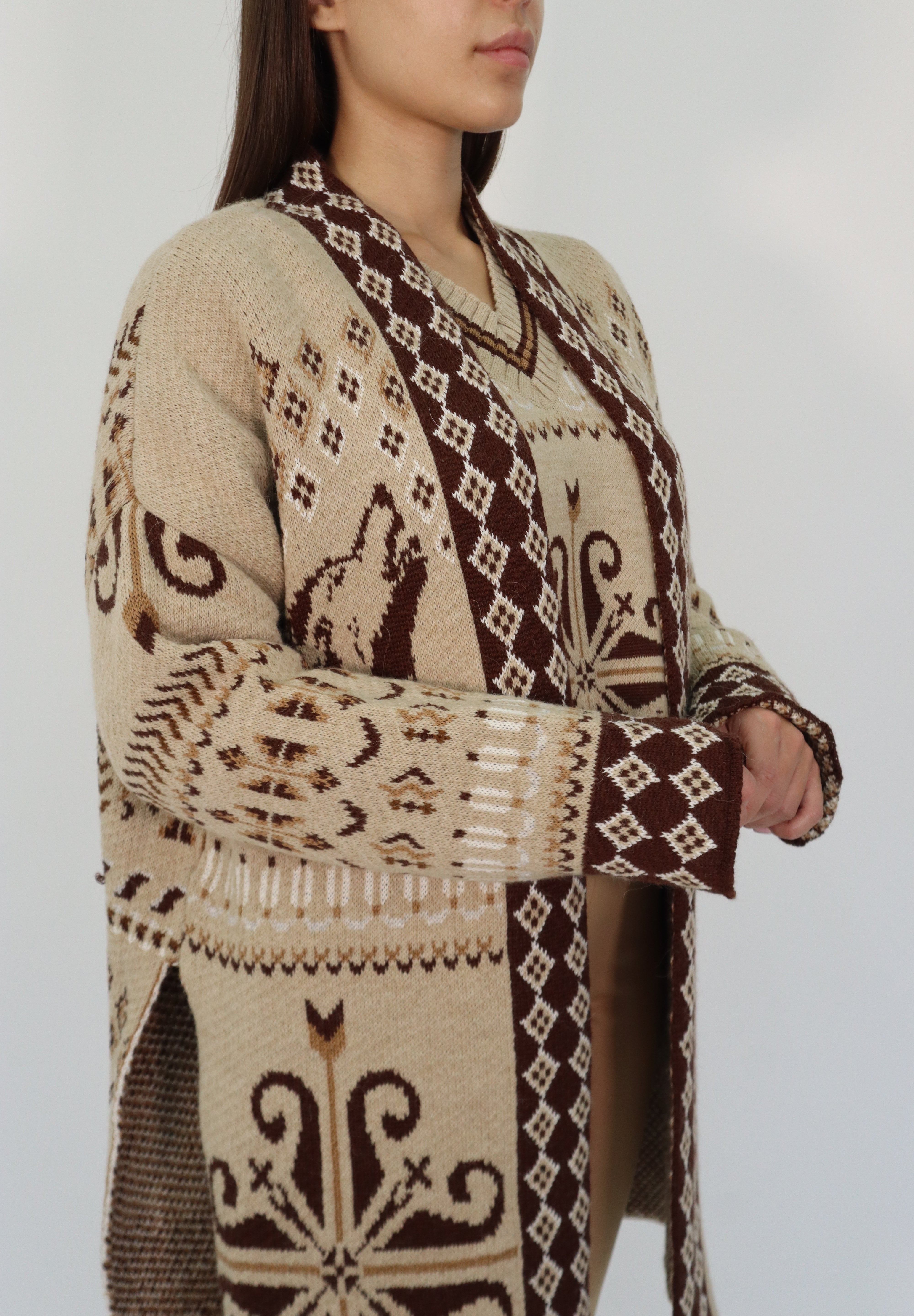 CARDIGAN JACQUARD CAMEL