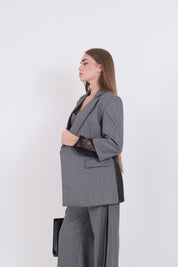 BLAZER GESSATO PIZZO GRIGIO/NERO