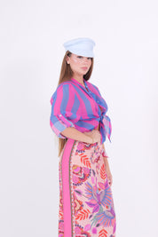 CAMICIA MUSSOLA BLU/FUXIA