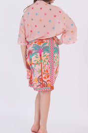 GONNA CORTA FOULARD ROSA