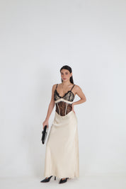 DRESS SATIN E PIZZO
