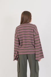 MAGLIA RIGHE BORDEAUX/MILITARE