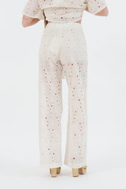 PANTALONE RICAMO BURRO