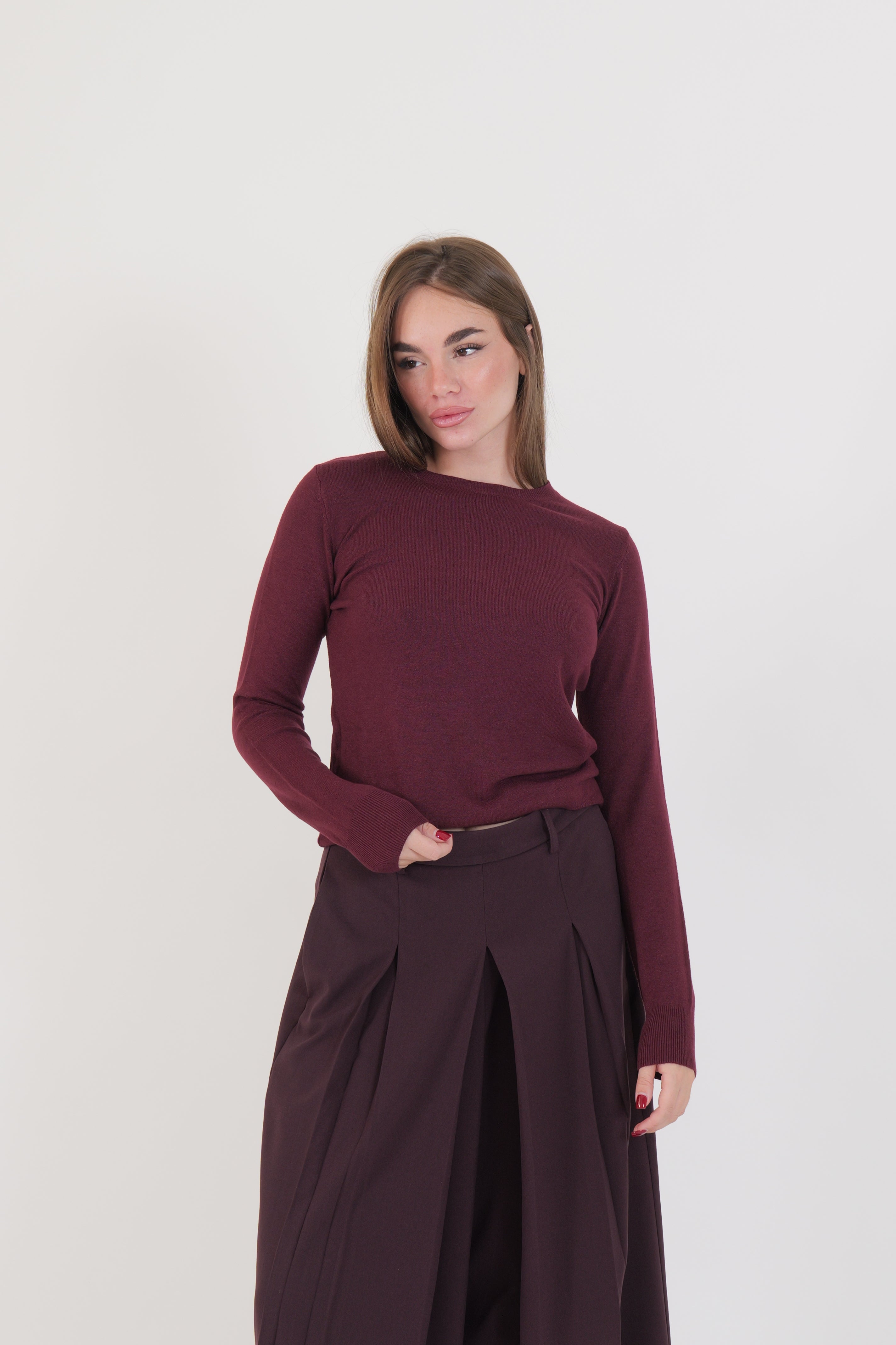 MAGLIA GIROCOLLO BORDEAUX