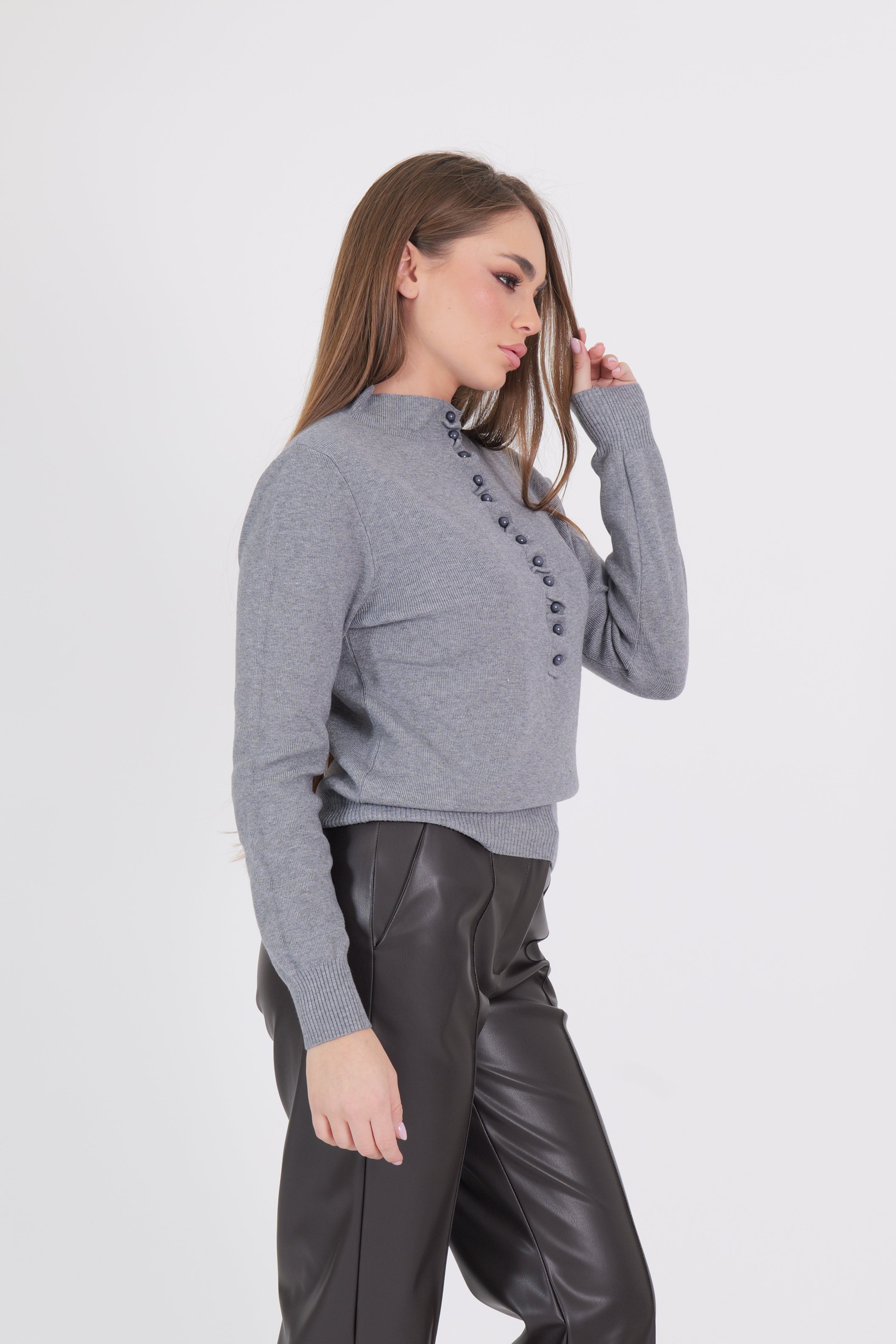 PULL ROUCHES GRIGIO