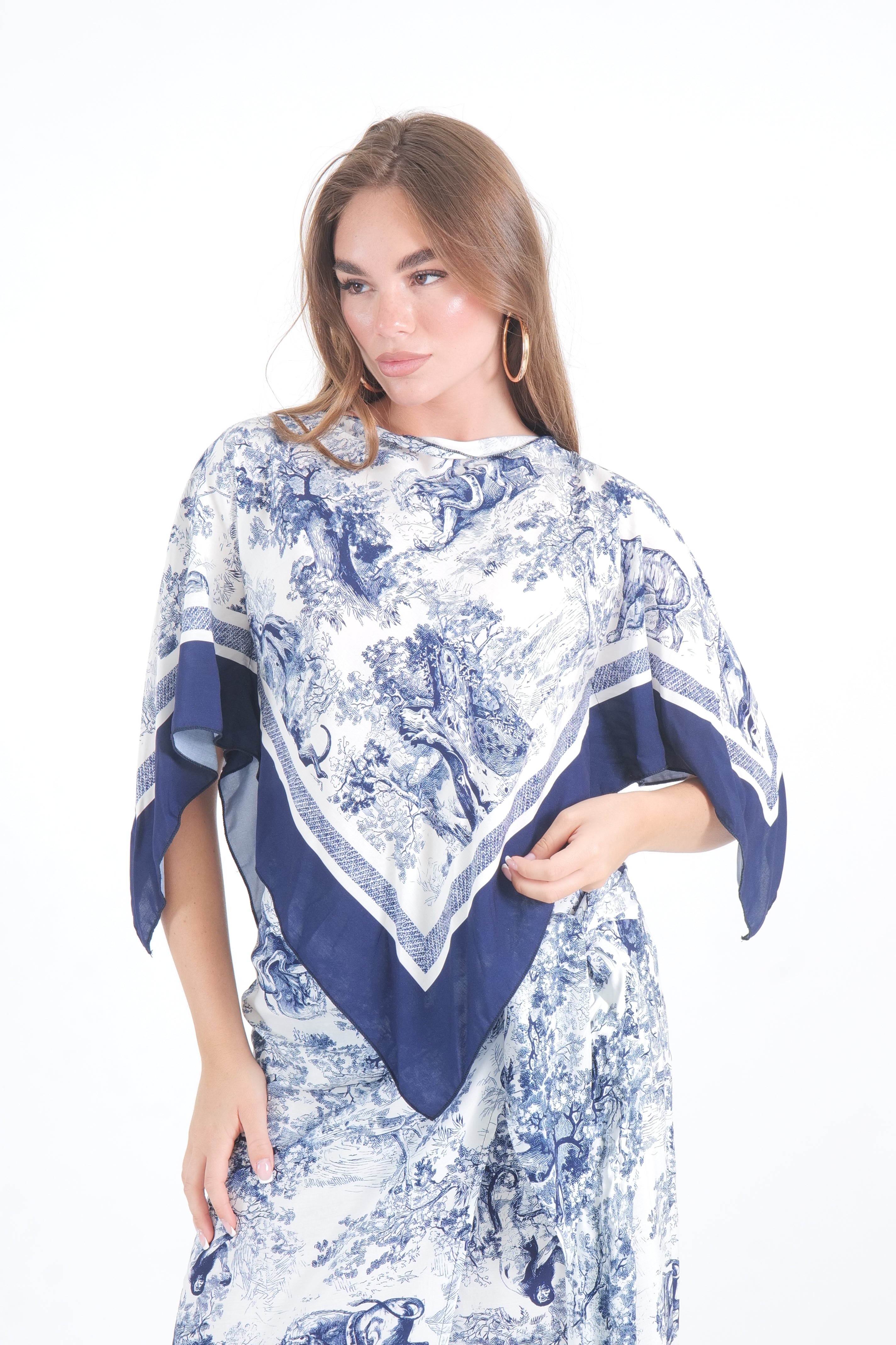 SHIRT FOULARD TOILE BLU