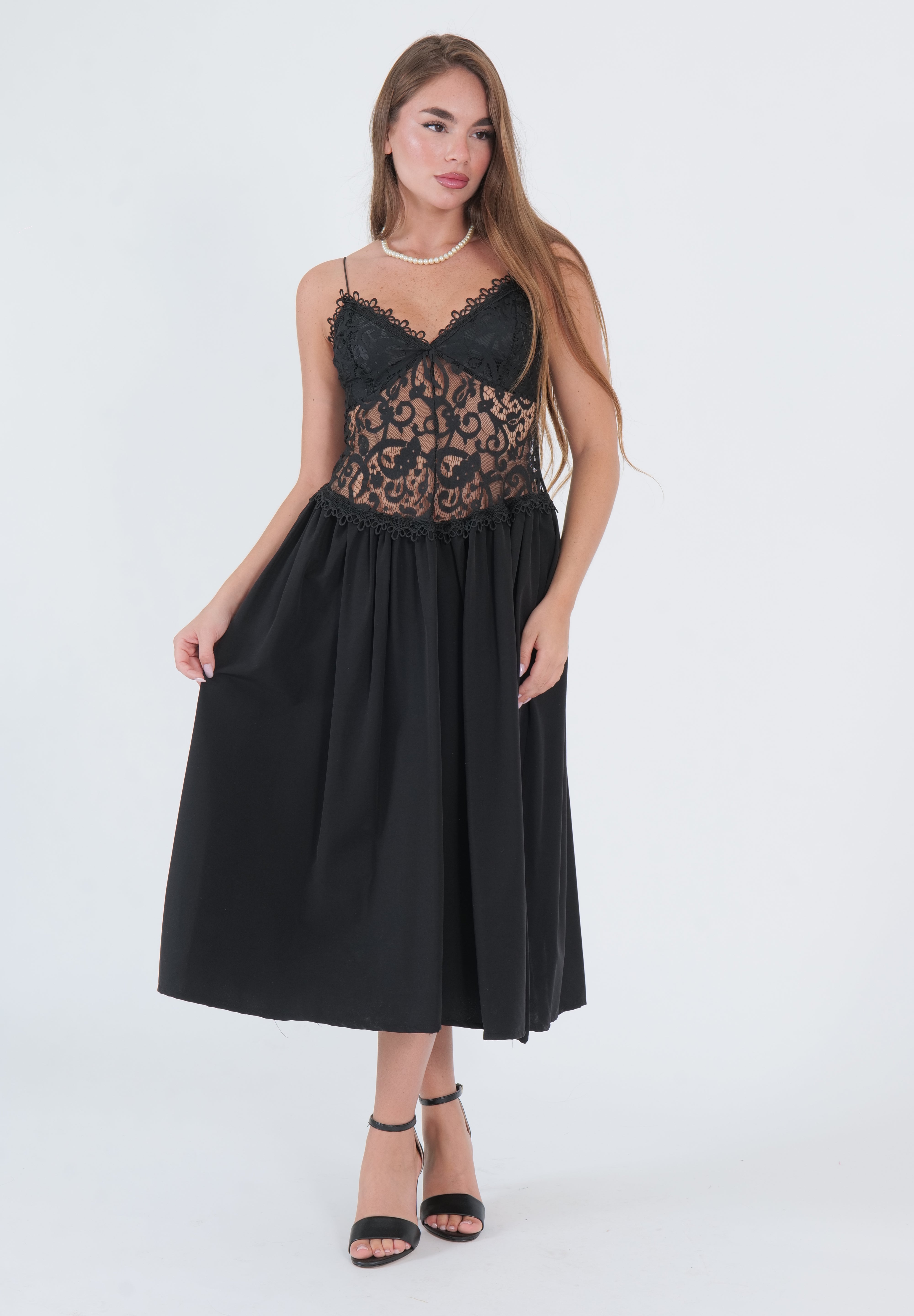 DRESS PIZZO BLACK