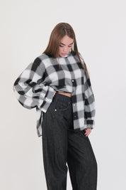 CAMICIA QUADRI BIANCO/NERA/GRIGIO