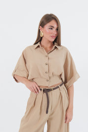 CAMICIA CROP BEIGE