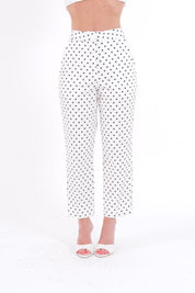 PANTALONI CAPRI POIS PANNA