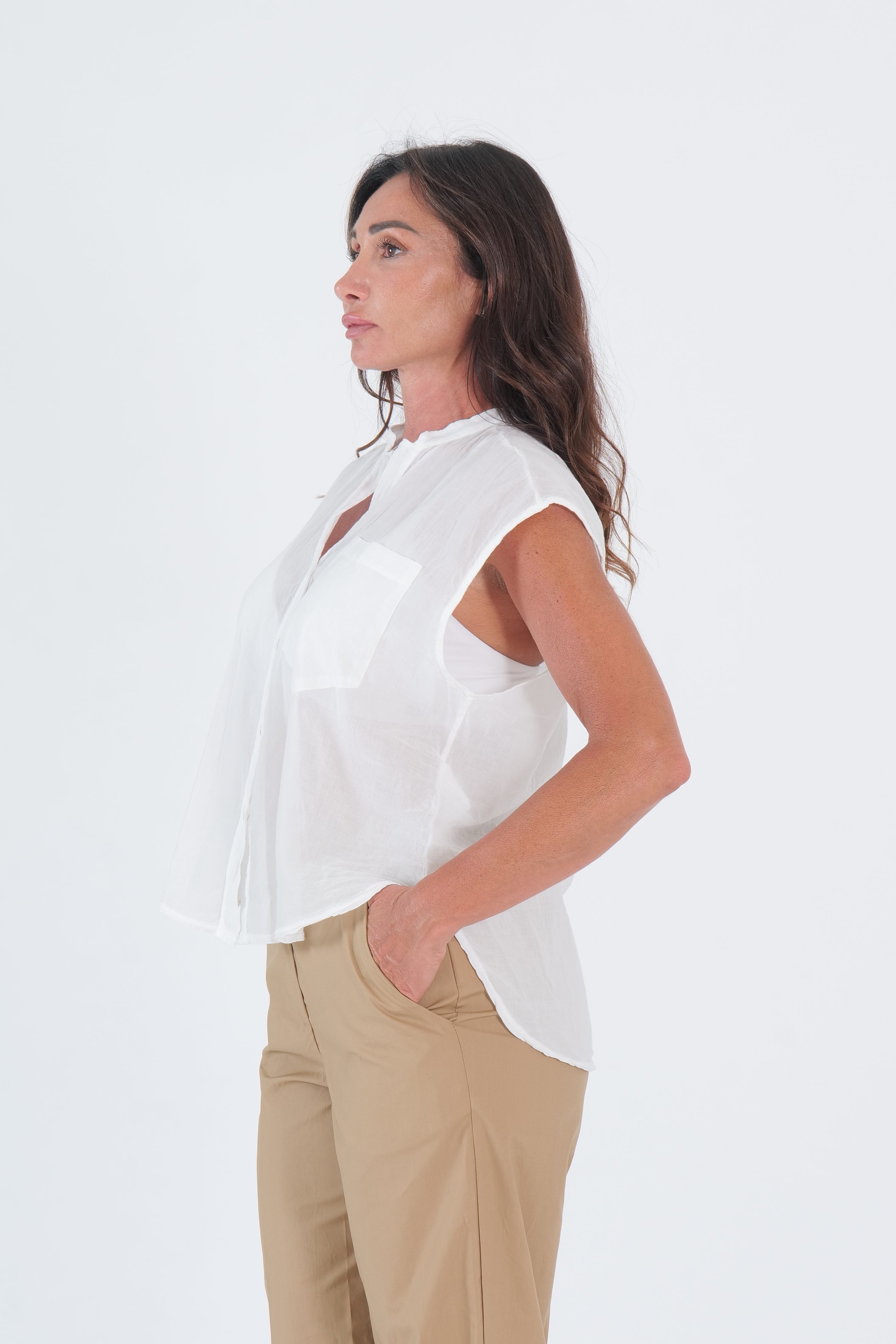 CAMICIA SMANICATA MUSSOLA BIANCO