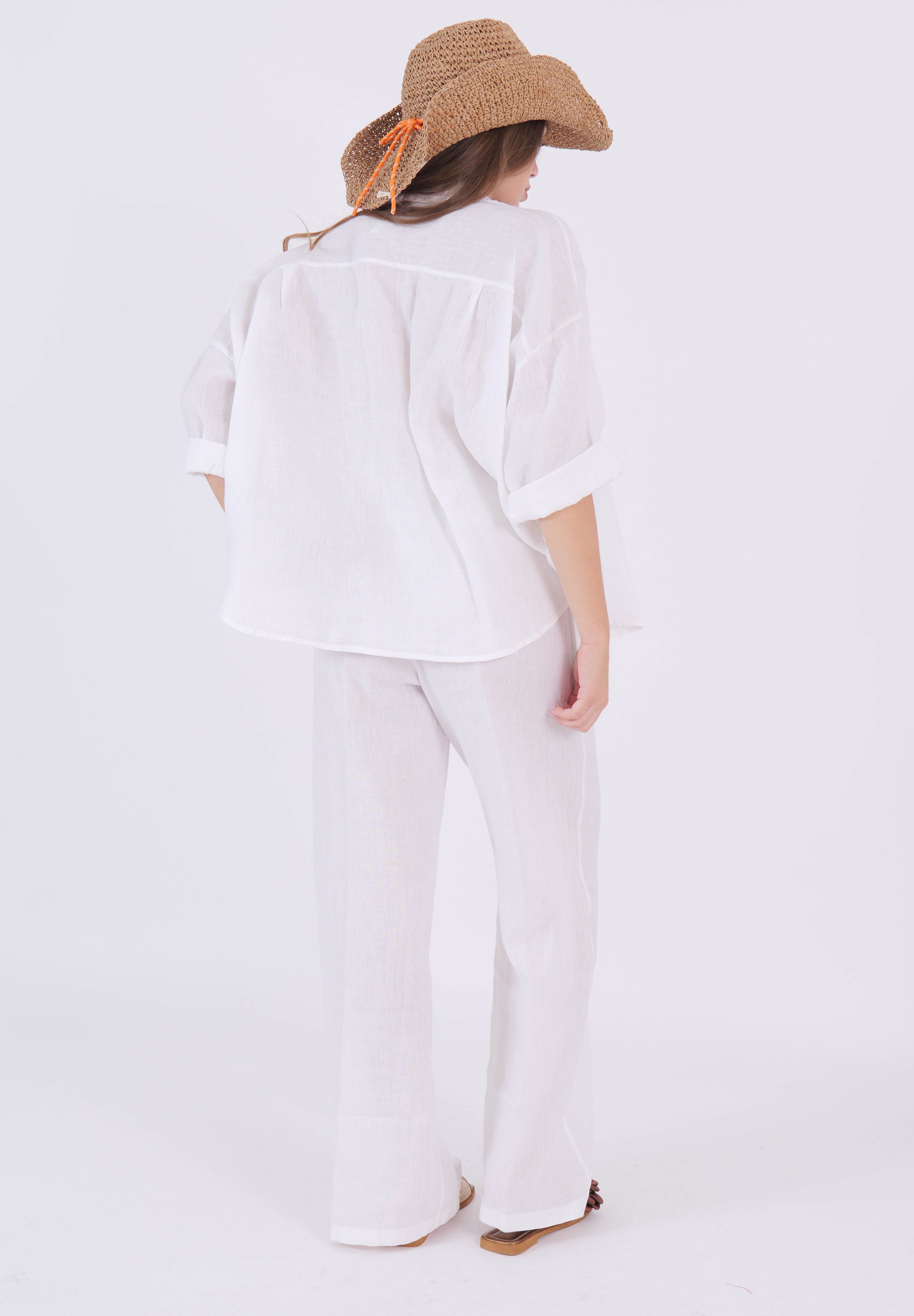 PANTALONE LINO BIANCO DIXIE
