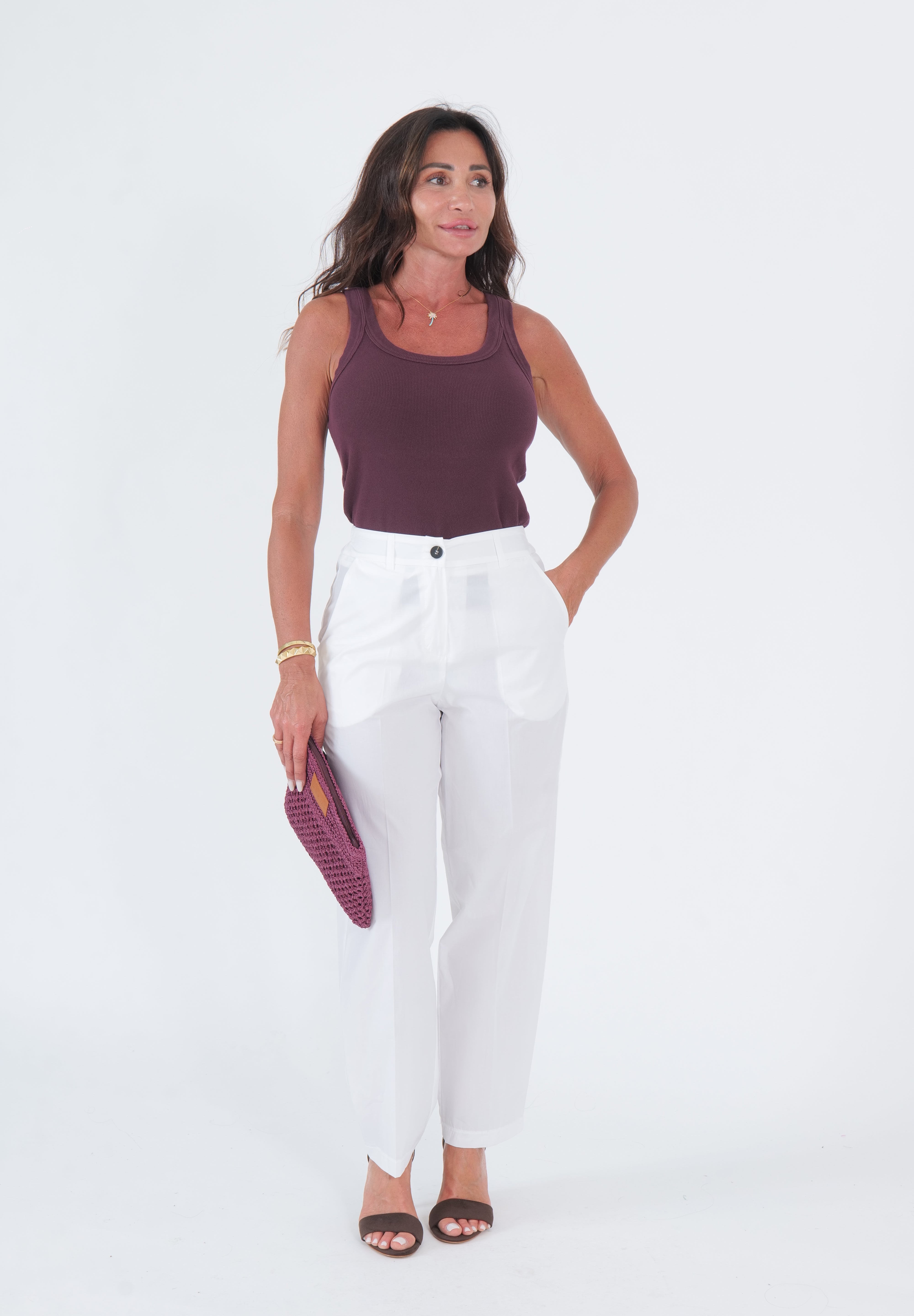 PANTALONI COTTON BIANCO