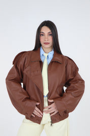 BOMBER INTRECCIO CUOIO