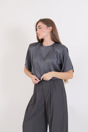 T-SHIRT SATIN SPALLINE GRIGIO