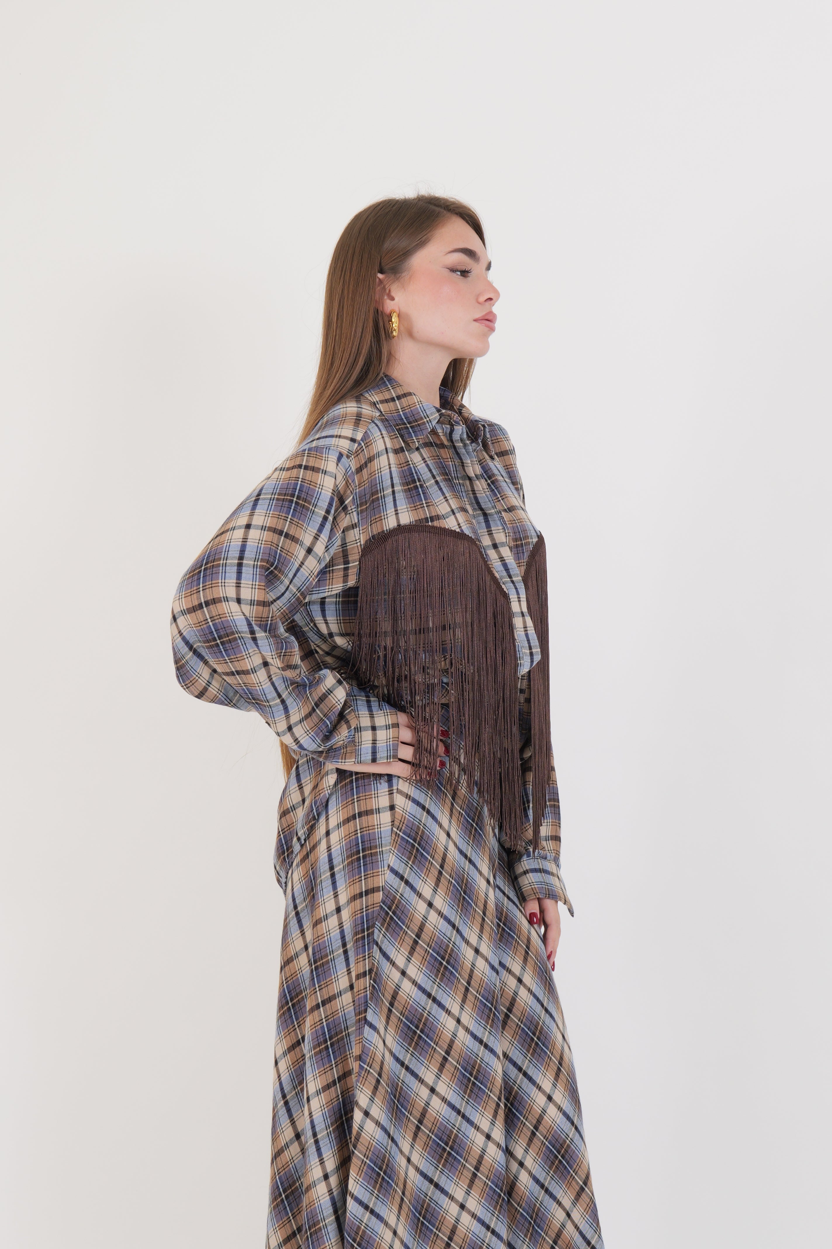 CAMICIA FRANGE MORO/CAMMELLO/AZZURRA