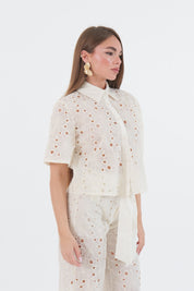 CAMICIA RICAMO BURRO
