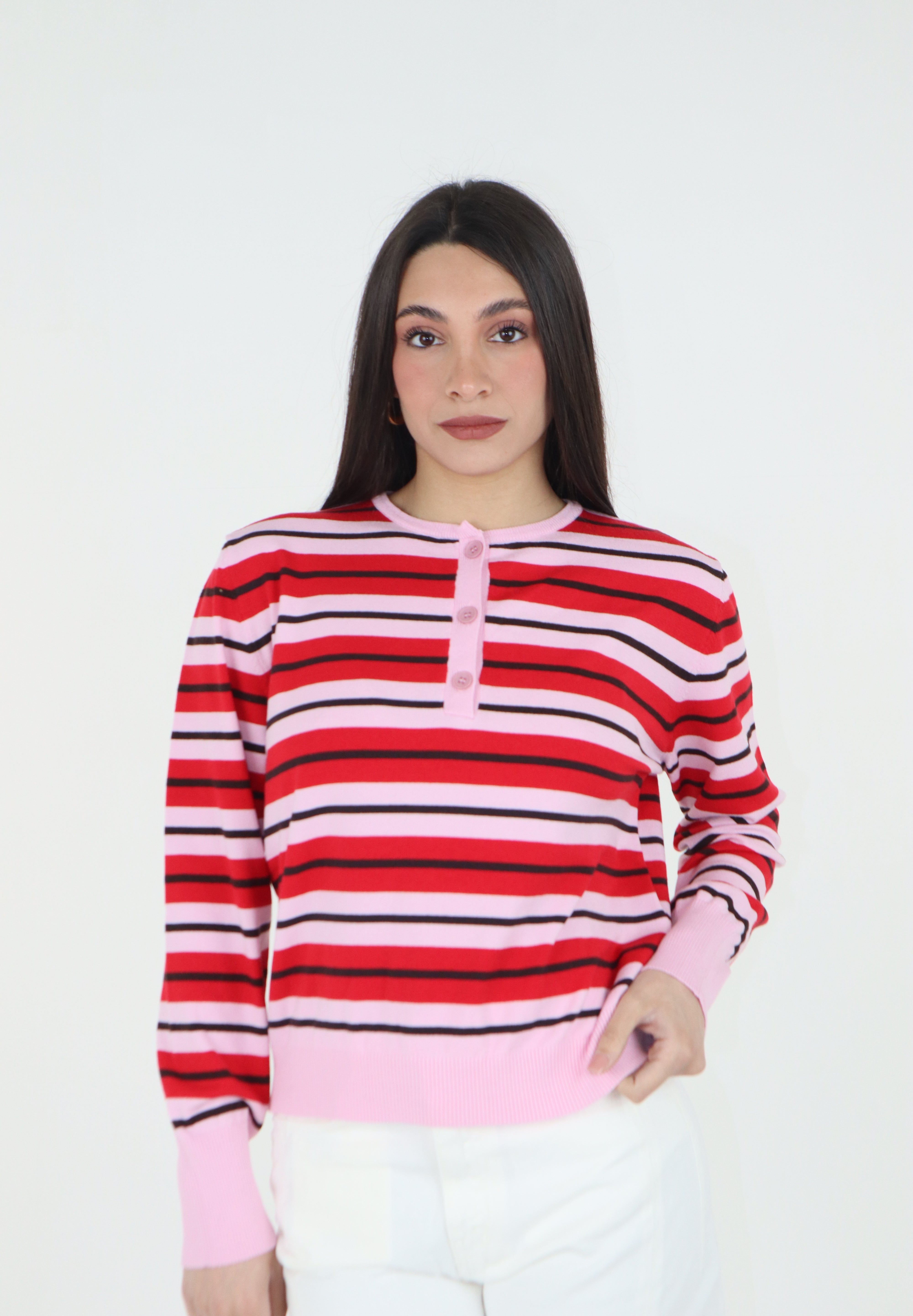 MAGLIA RIGHE PINK