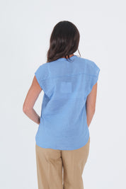 CAMICIA SMANICATA MUSSOLA COBALTO