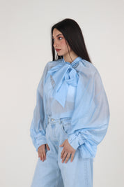 CAMICIA FIOCCO CELESTE