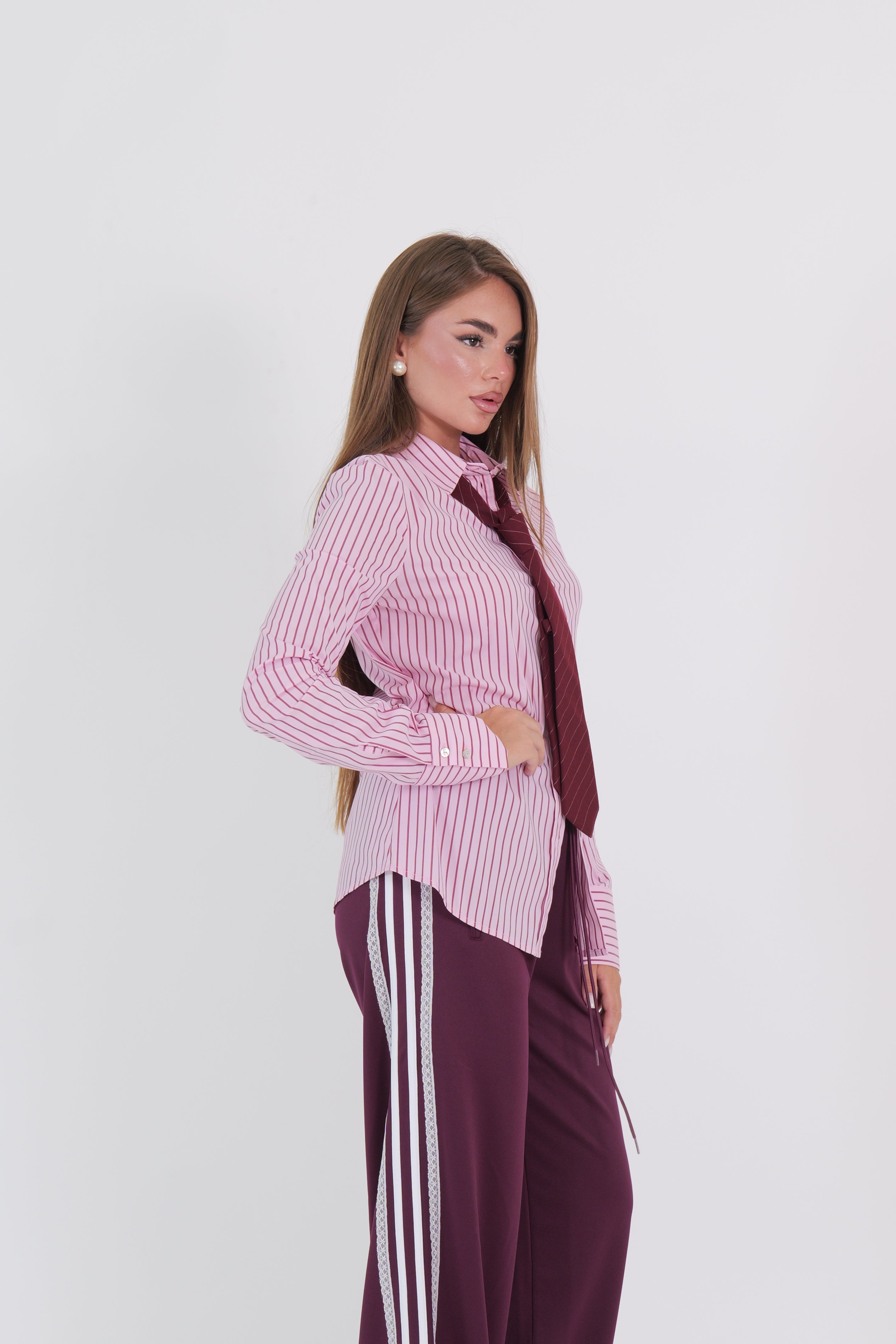 SLIM SHIRT AVA PINK WINE