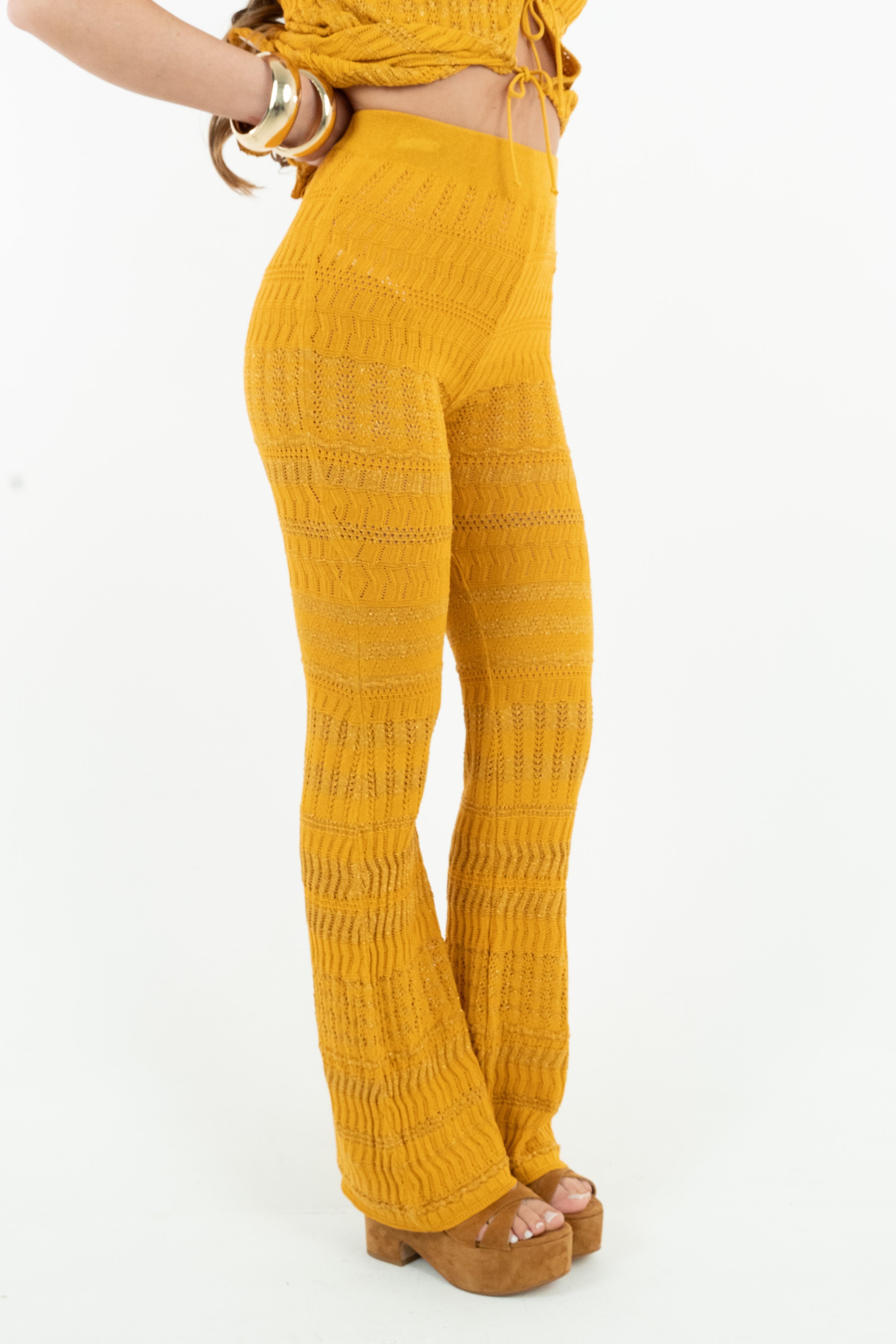 PANTALONE LUREX LACE SENAPE