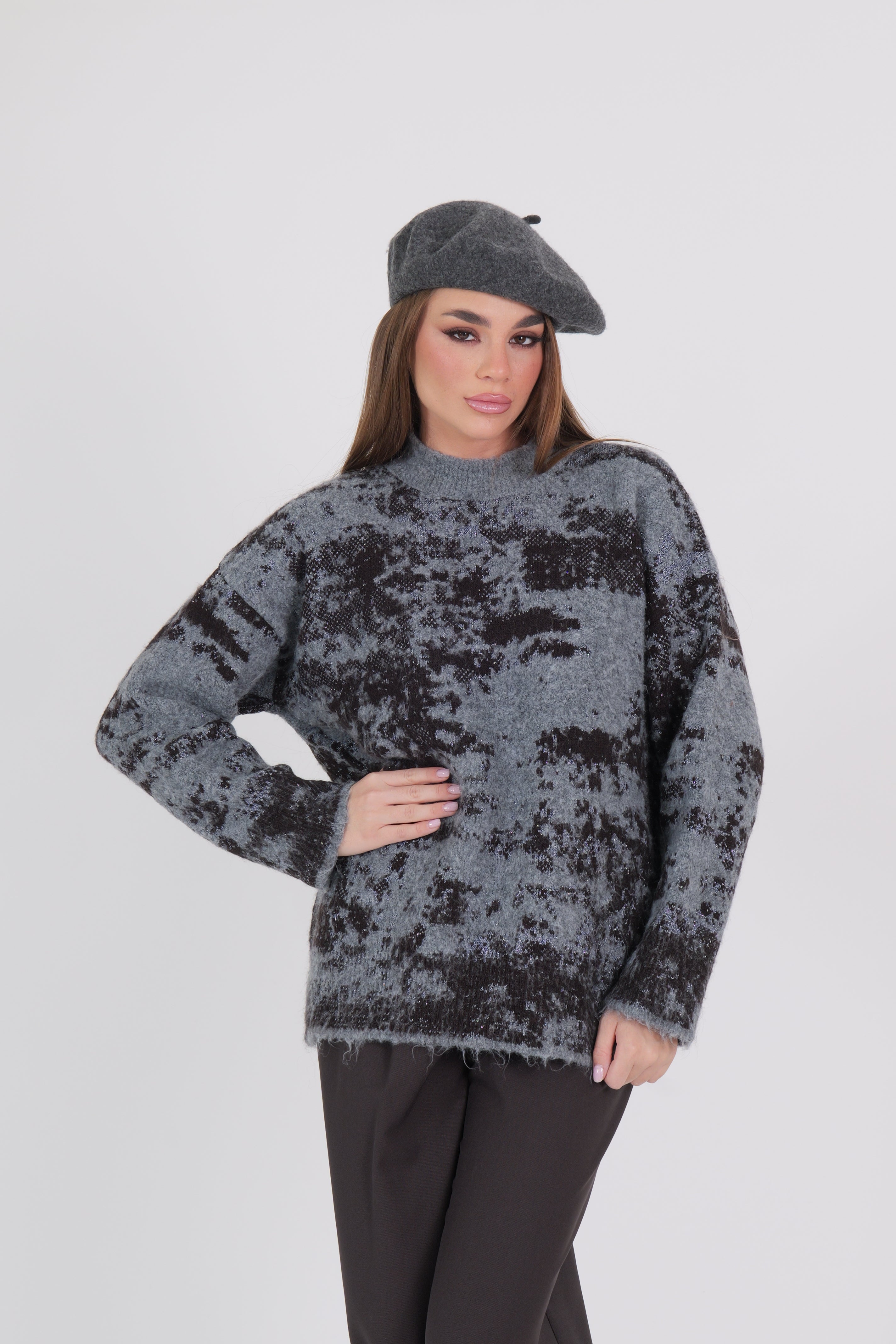 PULLOVER GIROCOLLO NERO/GRIGIO