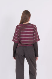 T-SHIRT ALA BORDEAUX/BIANCO/MORO