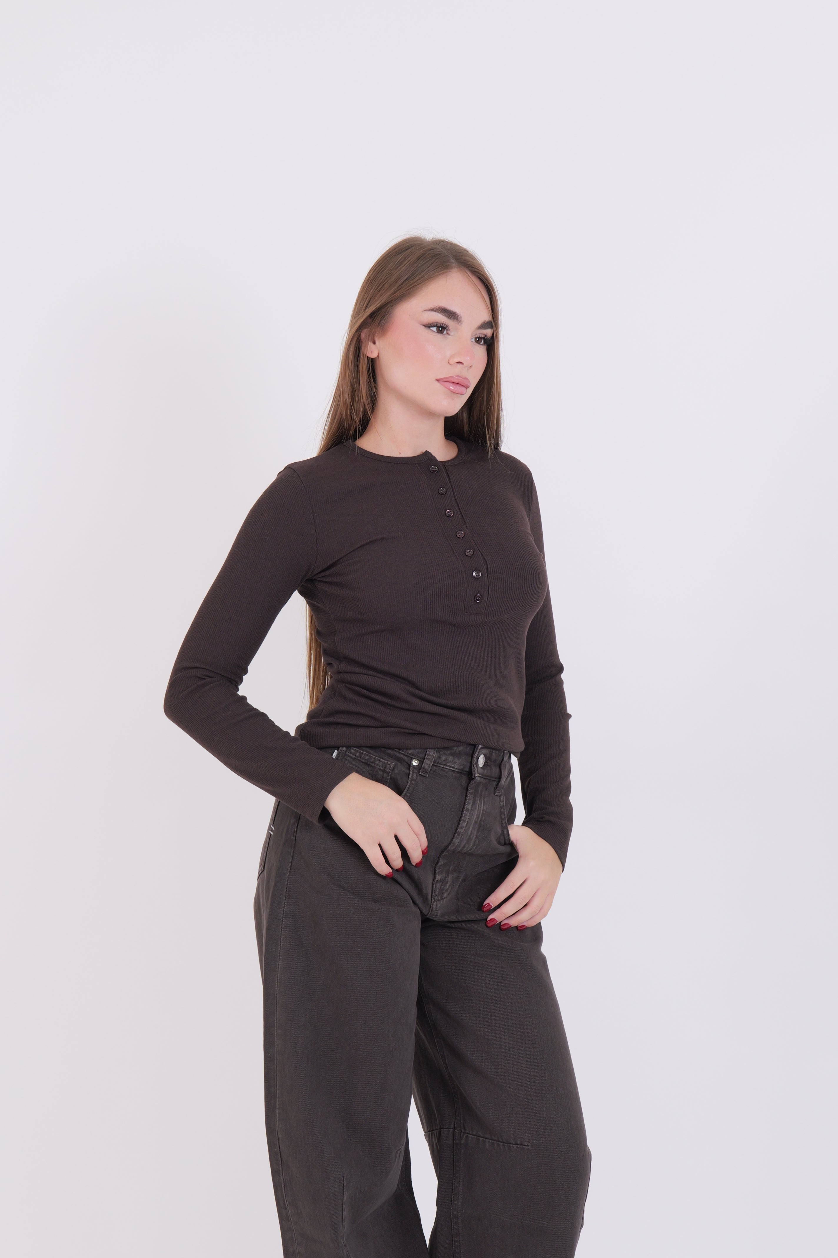 SERAFINA A COSTINE MANICA LUNGA MORO