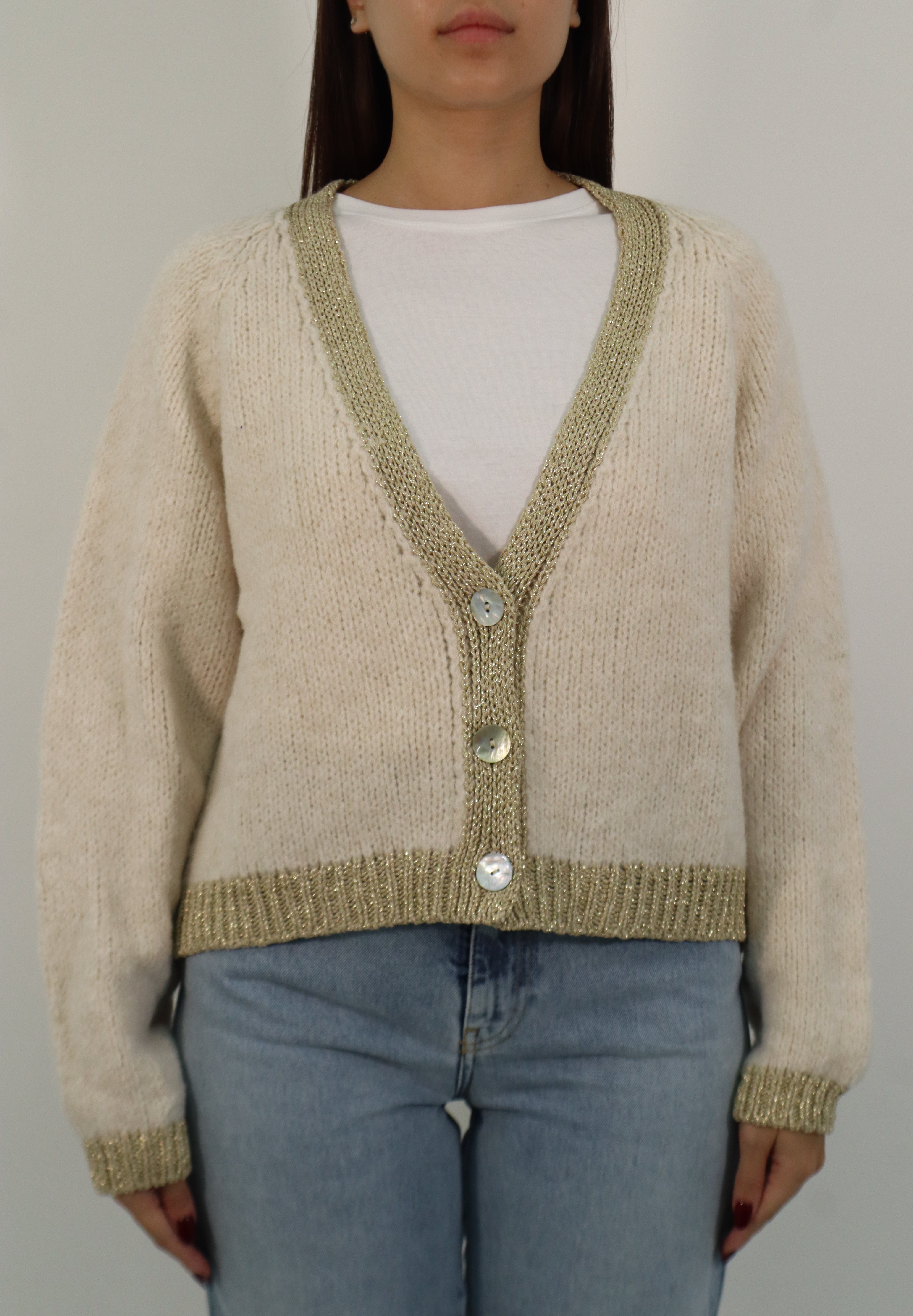 CARDIGAN WITH LUREX EDGE