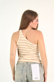 CANOTTA STRIPES MONOSPALLA BEIGE