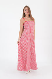LONG DRESS VICHY ROSSO