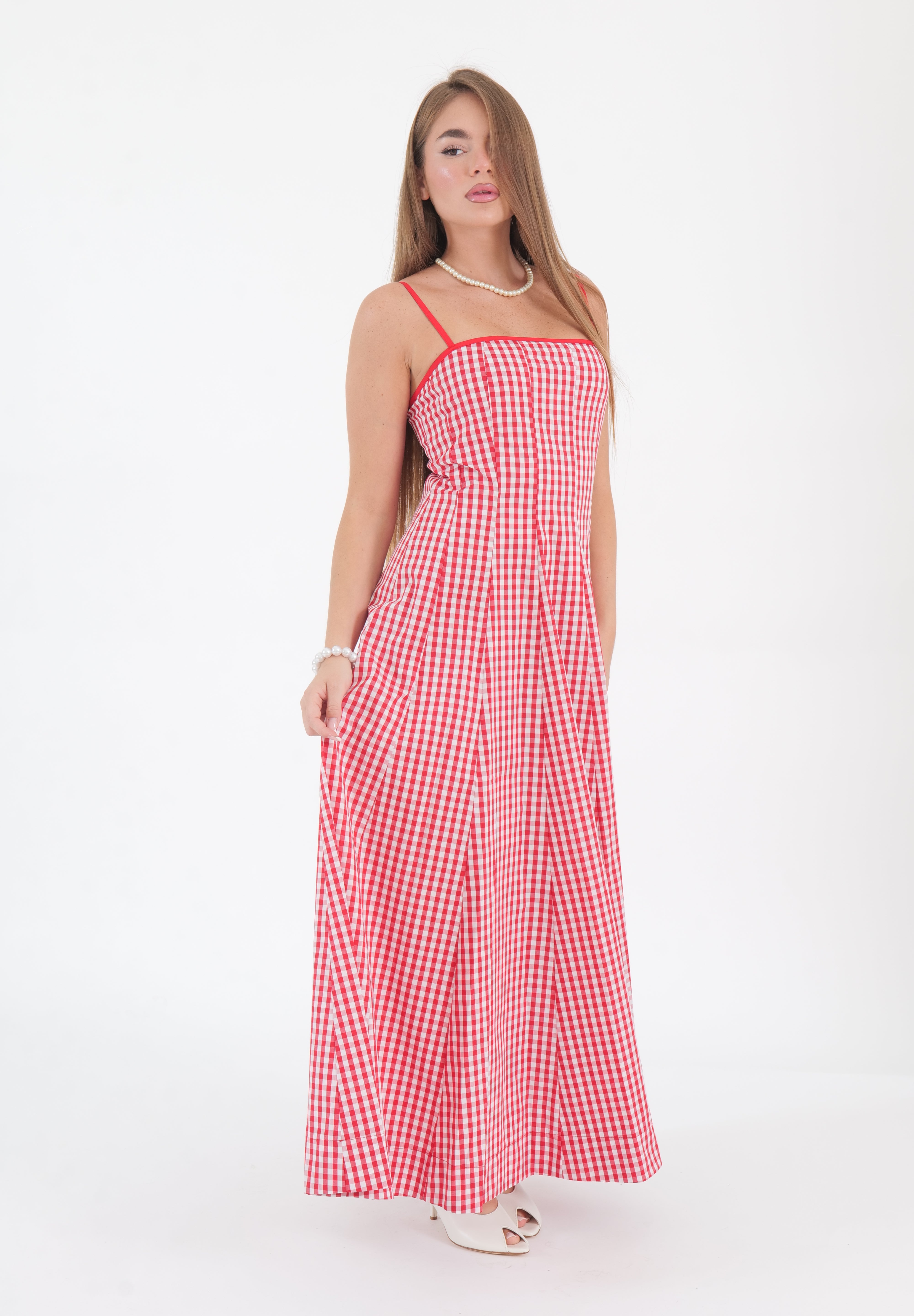 LONG DRESS VICHY ROSSO