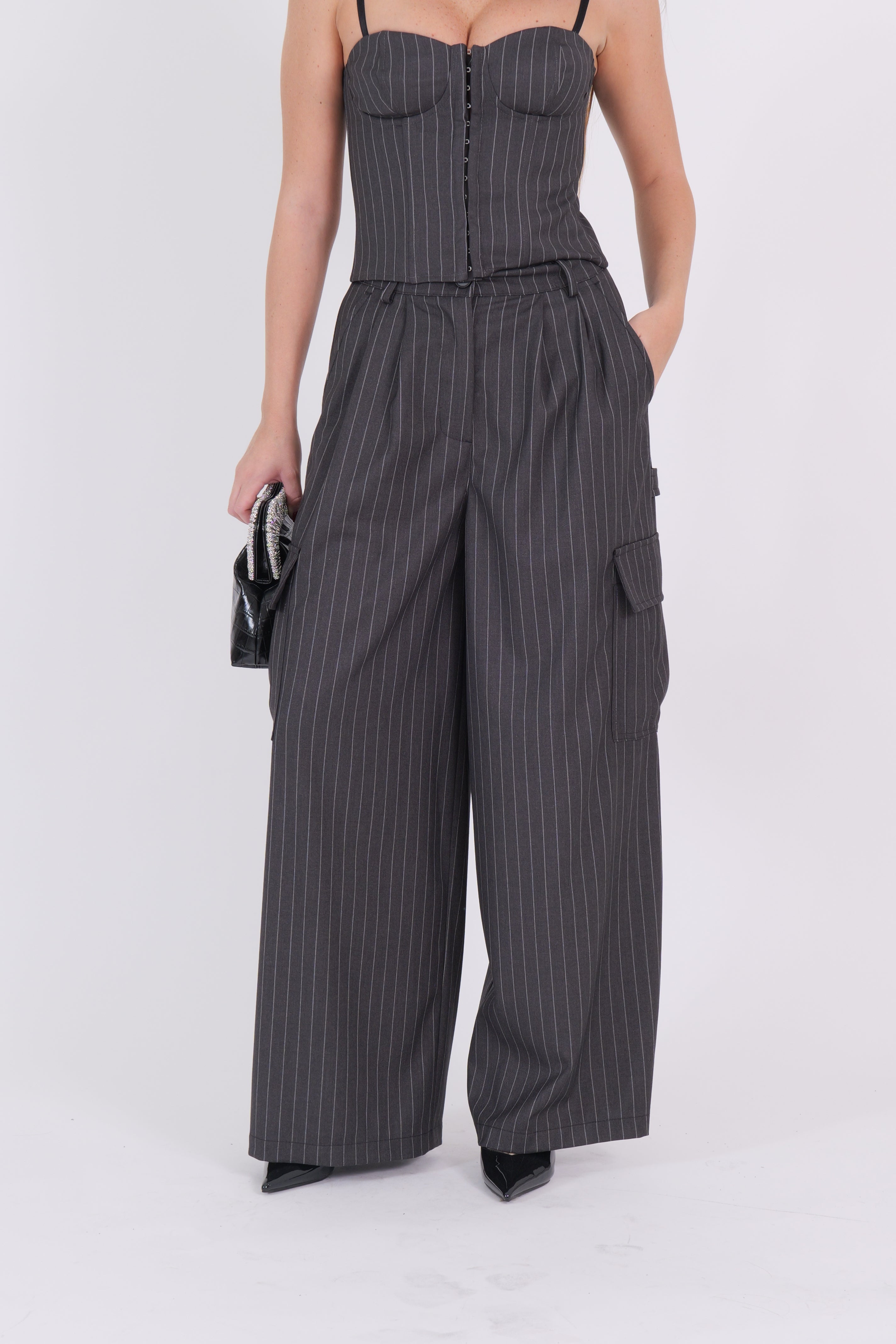 PANTALONE CARGO GESSATO GRIGIO
